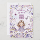 QR-Code Lila Aquarellfarbenfarbe Fairy erster Gebu Einladung (Rückseite)