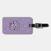 QR-Code Lila-Blauen Schmetterlinge Gepäckanhänger (Vorderseite horizontal)