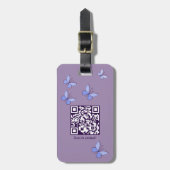 QR-Code Lila-Blauen Schmetterlinge Gepäckanhänger (Vorderseite vertikal)