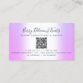 QR-Code Lila Glitzer Erdbeeren-Konfektion Koch Visitenkarte (Rückseite)