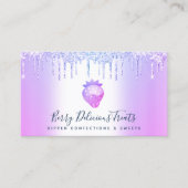 QR-Code Lila Glitzer Erdbeeren-Konfektion Koch Visitenkarte (Vorderseite)