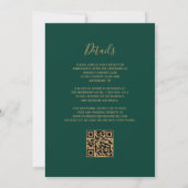 QR Code Lila Gold Agate Emerald Green Wedding Einladung (Rückseite)