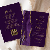 QR Code Lila Gold Agate Plum Wedding Einladung