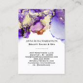 *~* QR CODE Lila Lavendel Glam AP29 Gold Gilded Visitenkarte (Rückseite)