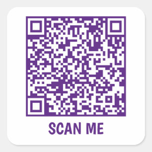QR-Code lila SCAN ME Quadratischer Aufkleber