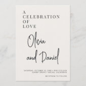 QR-Code Lila Schrift Foto Hochzeit Einladung (Vorderseite)