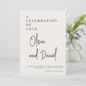 QR-Code Lila Schrift Foto Hochzeit Einladung (Stehend Vorderseite)