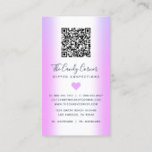 QR Code Lila Strawberry Glitzer Tropfen Confection Visitenkarte (Rückseite)