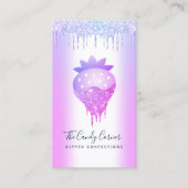 QR Code Lila Strawberry Glitzer Tropfen Confection Visitenkarte (Vorderseite)