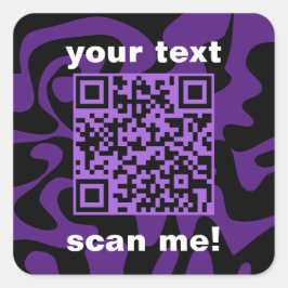 QR-Code Lila und schwarz-modern Quadratischer Aufkleber