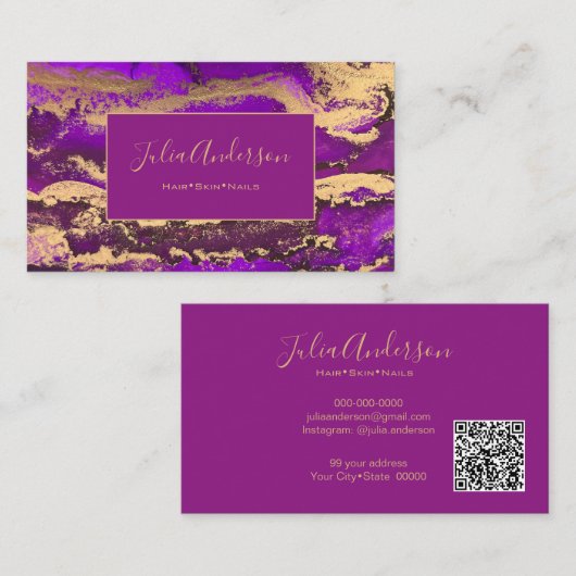 QR-Code Lila Visitenkarte (Vorne/Hinten)