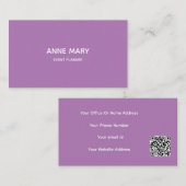 QR Code Lila White Lavendel Moderner Beruflicher Visitenkarte (Vorne/Hinten)