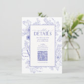 QR Code Lilac Lavender Floral Wedding Details Begleitkarte (Stehend Vorderseite)