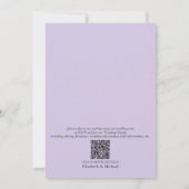 QR Code Lilac Lavender Mauve Script Blumenhochzeit Einladung (Rückseite)