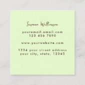 QR-Code Lime Green Classy Einzigartige Abstrakte K Quadratische Visitenkarte (Rückseite)