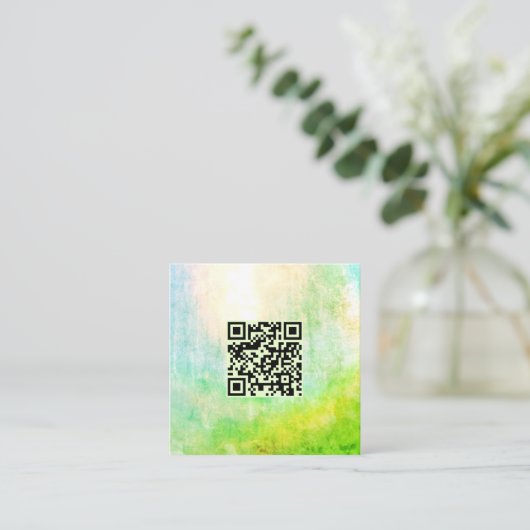 QR-Code Lime Green Classy Einzigartige Abstrakte K Quadratische Visitenkarte (Stehend Vorderseite)