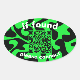 QR Code lime green cute lost found Ovaler Aufkleber