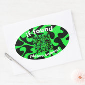 QR Code lime green cute lost found Ovaler Aufkleber (Umschlag)