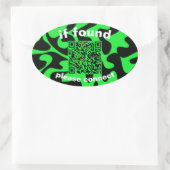 QR Code lime green cute lost found Ovaler Aufkleber (Tasche)