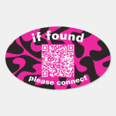 QR Code lime green cute lost found Ovaler Aufkleber (Vorderseite)