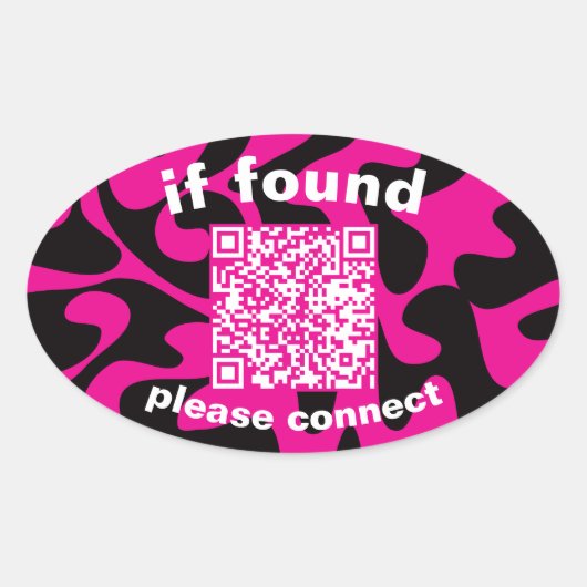 QR Code lime green cute lost found Ovaler Aufkleber (Vorderseite)