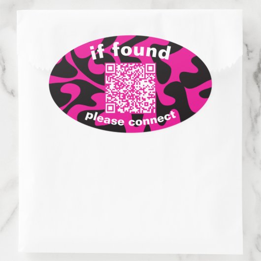 QR Code lime green cute lost found Ovaler Aufkleber (Tasche)