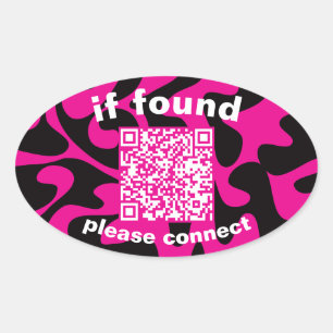 QR-Code limettengrün süß verloren gefunden Ovaler Aufkleber