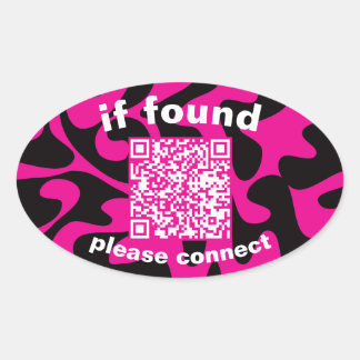 QR-Code limettengrün süß verloren gefunden Ovaler Aufkleber
