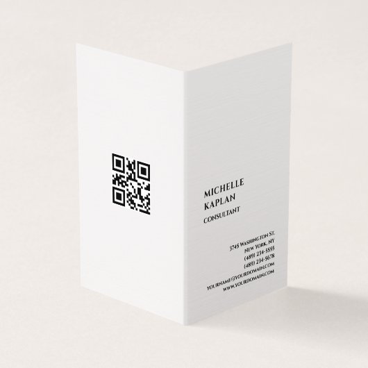 QR Code Linen Modern Professional Exclusive Visitenkarten (Vorderseite)