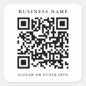 QR Code Link Minimaler Geschäftsname Quadratischer Aufkleber (Vorderseite)