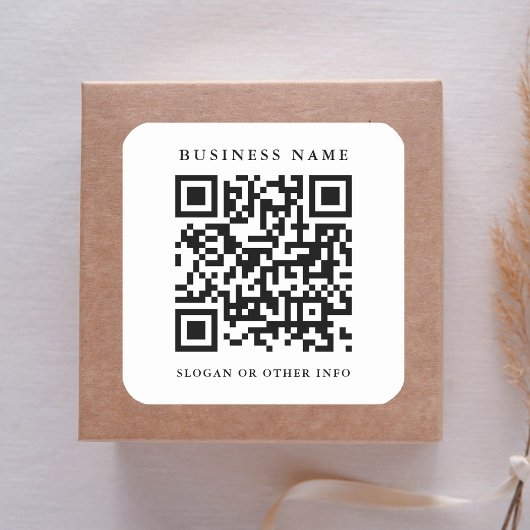 QR Code Link Minimaler Geschäftsname Quadratischer Aufkleber