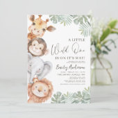 QR Code Little Wild One Safari Animals Baby Shower Einladung (Stehend Vorderseite)