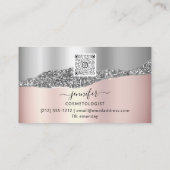 QR-Code Logo Abstrakte Kupfer-Rose Silber Visitenkarte (Rückseite)