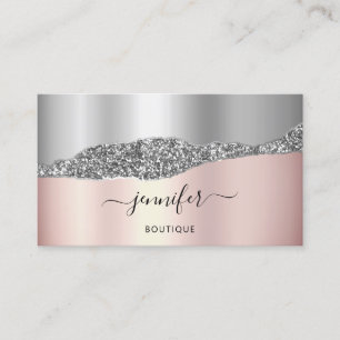 QR-Code Logo Abstrakte Kupfer-Rose Silber Visitenkarte