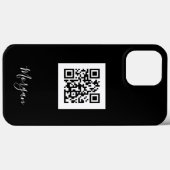 QR-Code, Logo-Art oder Foto, Blauer Script-Name, S Case-Mate iPhone Hülle (Rückseite (Horizontal))