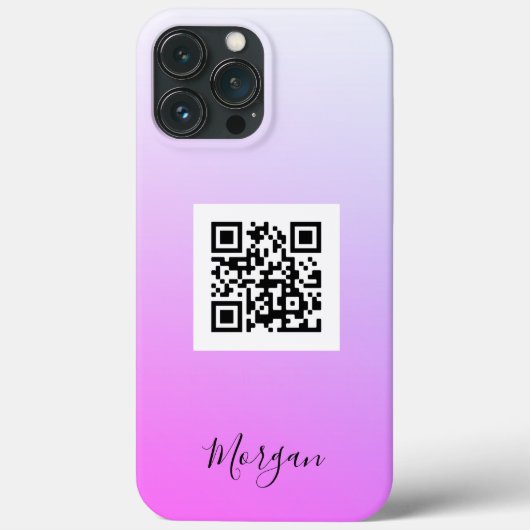 QR-Code, Logo, Art oder Foto, Name Gradient Fuchsi Case-Mate iPhone Hülle (Rückseite)