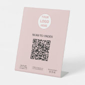 QR-Code-Logo-Backen Pink-Geschäft Sockelschild (Vorderseite)