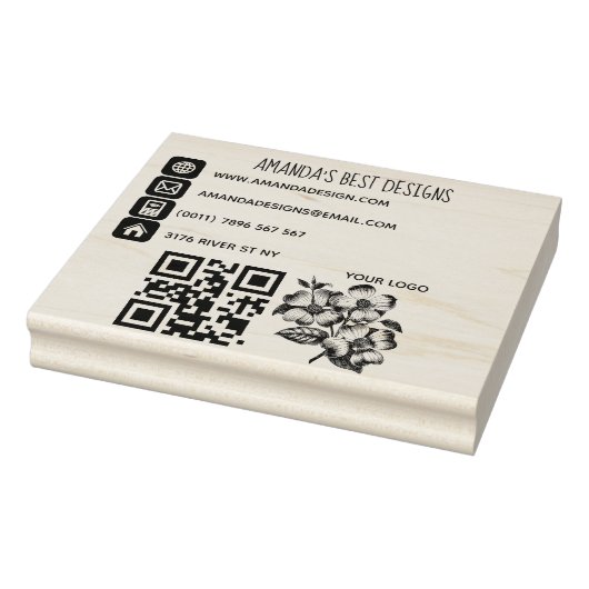 Qr-Code-Logo Basisinfos-Icons Gummi-Briefmarke Gummistempel (Stempel)