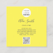 QR-Code-Logo Benutzerdefiniert Foto-Beratung Gelb Quadratische Visitenkarte (Rückseite)