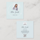 QR-Code Logo Benutzerdefiniert Foto Consulting Bla Quadratische Visitenkarte (Vorne/Hinten)