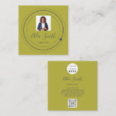 QR-Code Logo Benutzerdefinierte Foto-BeratungSenf Quadratische Visitenkarte (Vorne/Hinten)