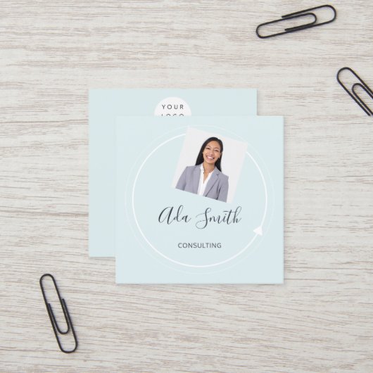 QR-Code Logo Benutzerdefinierte Foto-Consulting-Aq Quadratische Visitenkarte (Vorderseite/Rückseite Beispiel)