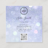 QR-Code-Logo Benutzerdefiniertes Foto Blue Glitzer Quadratische Visitenkarte (Rückseite)