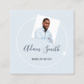 QR-Code-Logo Benutzerdefiniertes Foto Makeup Blau Quadratische Visitenkarte (Vorderseite)