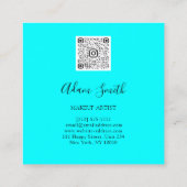 QR-Code-Logo Benutzerdefiniertes Foto Makeup Blau Quadratische Visitenkarte (Rückseite)