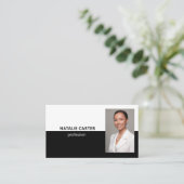 QR CODE Logo Beruflich Foto Portrait BLACK Visitenkarte (Stehend Vorderseite)