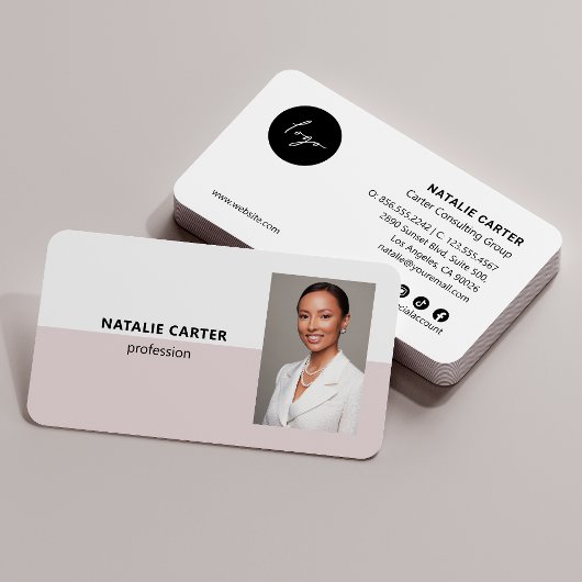 QR CODE Logo Beruflich Foto Portrait BLUSH Visitenkarte