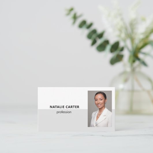 QR CODE Logo Beruflich Foto Portrait Grau Visitenkarte (Stehend Vorderseite)