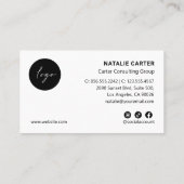 QR CODE Logo Beruflich Foto Portrait Weiß Visitenkarte (Rückseite)