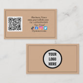 QR-Code-Logo Black Influencer Kraft Visitenkarte (Vorne/Hinten)